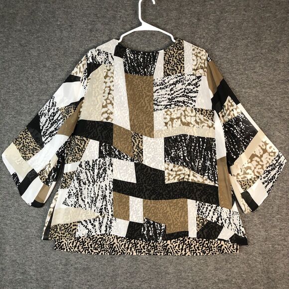 JM Collection Top Women XL Leopard Print Tunic 3/4-SLV Earth Tones Studded Lined - Picture 5 of 8